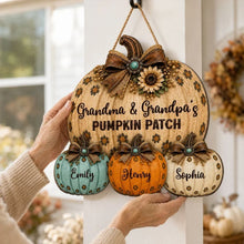 Load image into Gallery viewer, Personalized Wooden Sign for Grandma & Grandpa's Pumpkin Patch Gift