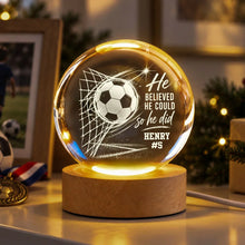 Load image into Gallery viewer, Personalized Globe Lamp with Soccer Ball Motivational Quote Gift for Soccer Player