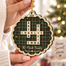 Load image into Gallery viewer, Personalized 2-Layer Wooden Ornament Family Crossword Gift for Grandparents