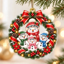 Load image into Gallery viewer, Personalized Acrylic Ornament Snowman Wreath Gift for Grandma