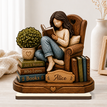 Load image into Gallery viewer, Personalized 2-Layer Wooden Plaque for Book Lovers Gift for Her