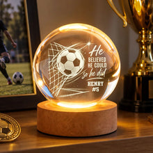 Load image into Gallery viewer, Personalized Globe Lamp with Soccer Ball Motivational Quote Gift for Soccer Player