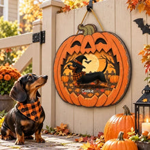 Load image into Gallery viewer, Personalized Wooden Halloween Sign for Dog Lovers | Custom Dachshund Gift