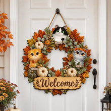 Load image into Gallery viewer, Personalized Wooden Welcome Sign with Cats for Pet Owners
