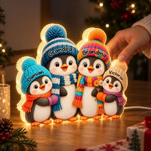 Load image into Gallery viewer, Personalized Penguin Family Acrylic Light Box Gift for Grandparents