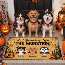 Load image into Gallery viewer, Personalized Halloween Doormat for Dog Lovers, Cute Pumpkins Design