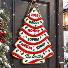 Load image into Gallery viewer, Personalized Wooden Christmas Tree Sign Custom Family Decor Gift