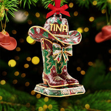 Load image into Gallery viewer, Howdy Christmas Personalized Cowboy Boots Ornament - Perfect Gift for Cowgirl Lovers Ornament MagicInPrints