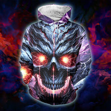 Load image into Gallery viewer, Skull Lover's Hoodie: Fiery Skull Design AOP Products PopCulturePrints