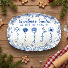 Load image into Gallery viewer, “Grandma's Garden: Where Love Blooms” - Personalized Birth Month Flowers Plate - Custom Gift for Grandma Plates MagicInPrints