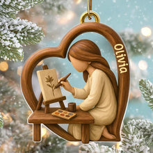 Load image into Gallery viewer, Personalized Acrylic Christmas Ornament Heart Artist Gift
