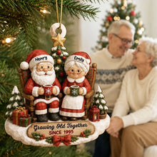 Load image into Gallery viewer, Personalized Wooden Christmas Ornament for Couples with Santa