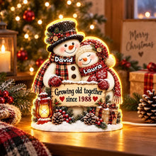 Load image into Gallery viewer, Personalized Acrylic Light Box Hugging Snowman Gift for Couple