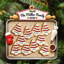 Load image into Gallery viewer, Personalized Wooden Family Tree Ornament Red Green Gift