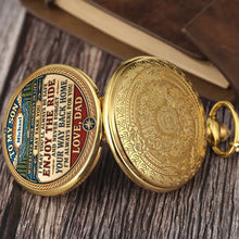 Load image into Gallery viewer, Personalized Pocket Watch with Mountain Quote Gift for Son