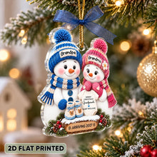 Load image into Gallery viewer, Personalized Acrylic Ornament Cute Snowman Gift for Grandma & Grandpa
