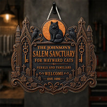 Load image into Gallery viewer, Personalized Haunted House Wooden Sign for Cat Lovers Gift