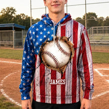 Load image into Gallery viewer, Personalized Youth Flannel Hoodie Baseball Vintage Design Gift