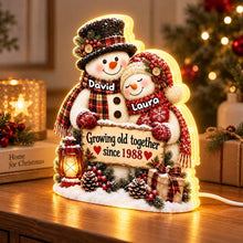Load image into Gallery viewer, Personalized Acrylic Light Box Hugging Snowman Gift for Couple