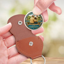 Load image into Gallery viewer, Personalized Pocket Hug Keychain for Granddaughter Teal Gold Gift