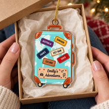 Load image into Gallery viewer, Personalized Turquoise Suitcase Ornament Travel Gift for Adventurers