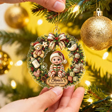 Load image into Gallery viewer, Personalized Acrylic Christmas Ornament Cute Baby Wreath Gift for New Parents