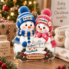 Load image into Gallery viewer, Personalized Acrylic Ornament Cute Snowman Gift for Grandma & Grandpa