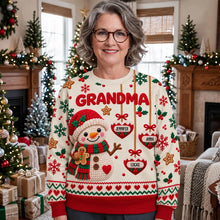 Load image into Gallery viewer, Personalized Sweatshirt with Snowman & Gingerbread for Grandma - Unique Christmas Gift