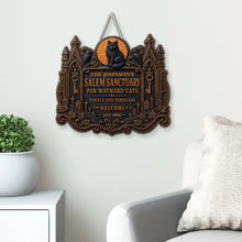 Load image into Gallery viewer, Personalized Haunted House Wooden Sign for Cat Lovers Gift