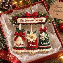 Load image into Gallery viewer, Personalized Family Christmas Ornament Custom Bells Red Green
