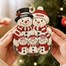 Load image into Gallery viewer, Personalized Wooden Snowman Ornament for Grandparents Family Gift
