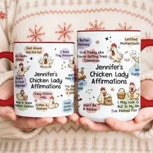 Load image into Gallery viewer, Personalized Two-Tone Mug for Chicken Lovers | Farm Humor Gift for Her