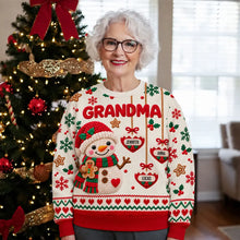 Load image into Gallery viewer, Personalized Sweatshirt with Snowman & Gingerbread for Grandma - Unique Christmas Gift
