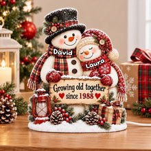 Load image into Gallery viewer, Personalized Acrylic Light Box Hugging Snowman Gift for Couple