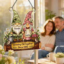 Load image into Gallery viewer, Personalized Acrylic Suncatcher Ornament Gnome Couple Gift for Anniversary