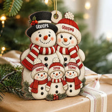 Load image into Gallery viewer, Personalized Wooden Snowman Ornament for Grandparents Family Gift