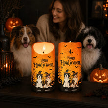 Load image into Gallery viewer, Personalized Flameless LED Candle Happy Howl-o-ween Gift for Dog Lover