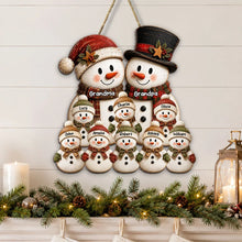 Load image into Gallery viewer, Personalized Wooden Sign Snowman Family Gift for Grandma & Grandpa