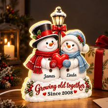 Load image into Gallery viewer, Personalized Acrylic Light Box Custom Snowmen Heart Gift for Couple