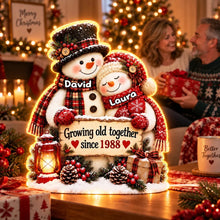 Load image into Gallery viewer, Personalized Acrylic Light Box Hugging Snowman Gift for Couple