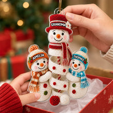 Load image into Gallery viewer, Personalized Acrylic Ornament Snowman Family Scene Gift for Grandma