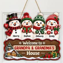 Load image into Gallery viewer, Personalized Snowman Family Wooden Sign Gift for Grandparents Christmas Decor