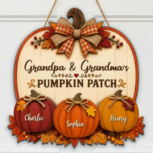 Load image into Gallery viewer, Personalized Wooden Sign for Grandma & Grandpa, Fall Decor Gift