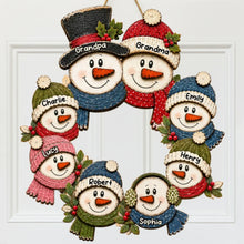 Load image into Gallery viewer, Personalized Rustic Wooden Snowman Sign Gift for Grandparents