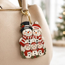 Load image into Gallery viewer, Personalized Wooden Snowman Ornament for Grandparents Family Gift