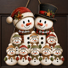 Load image into Gallery viewer, Personalized Wooden Sign Snowman Family Gift for Grandma & Grandpa