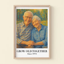 Load image into Gallery viewer, “Grow Old Together” - Personalized Pointillism Art Couple Poster - Custom Gift for Anniversary, Weddings, and Special Occasions Poster & Canvas MagicInPrints