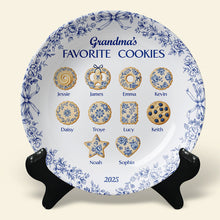 Load image into Gallery viewer, Grandma's Favorite Cookies - A Personalized Gift for Grandma - Toile de Jouy Ceramic Round Plate Ceramic Round Plate MagicInPrints