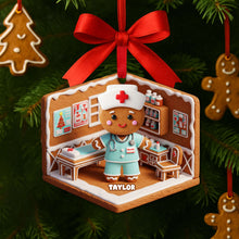 Load image into Gallery viewer, “Celebrate the Caring Spirit!” - Nurse Gingerbread Christmas Wood Ornament - Personalized Gift for Nurses Ornament MagicInPrints