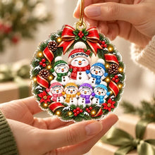 Load image into Gallery viewer, Personalized Acrylic Ornament Snowman Wreath Gift for Grandma